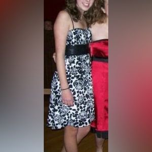 LAST CHANCE! Black and white rose strapless semi formal dress